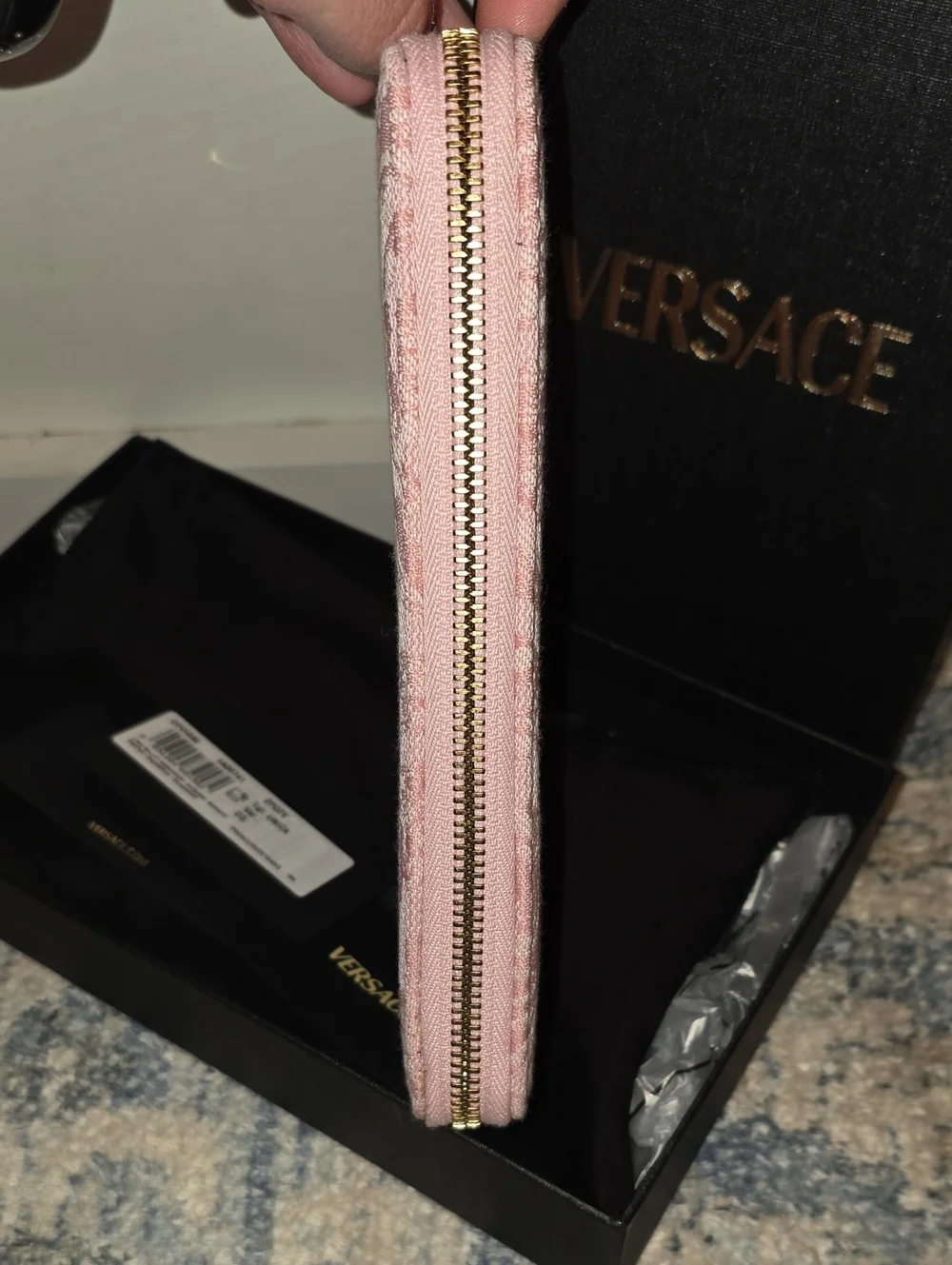 Like NEW Versace Barocco English Rose Jacquard Leather Long Wallet!